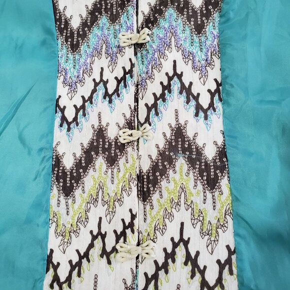 Chicos 2 Size L Jacket Sequin Blazer Zig-Zag Shimmer Chevron Fitted Sparkle - Picture 7 of 7